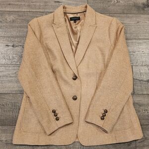 Talbots Women's Classic Shetland Blazer Size 18 Tan Brown